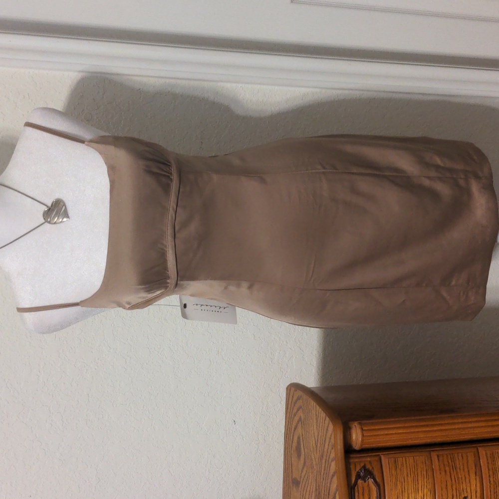 American Threads Women's Mocha Spaghetti Strap Satin Mini Dress. Size S NWT